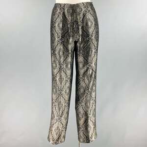 ETCETERA Size 10 Black Grey Acetate Paisley Straight Dress Pants